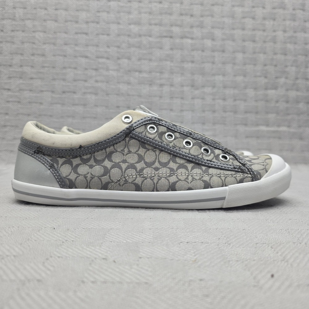 Coach Francesca Shoes Womens Size 10 Gray Canvas Slip On Sneaker A6340